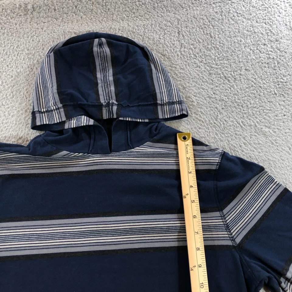 hang ten shirt mens M blue stripes hooded front pockets thin beach coastal surf - Image 4 of 4