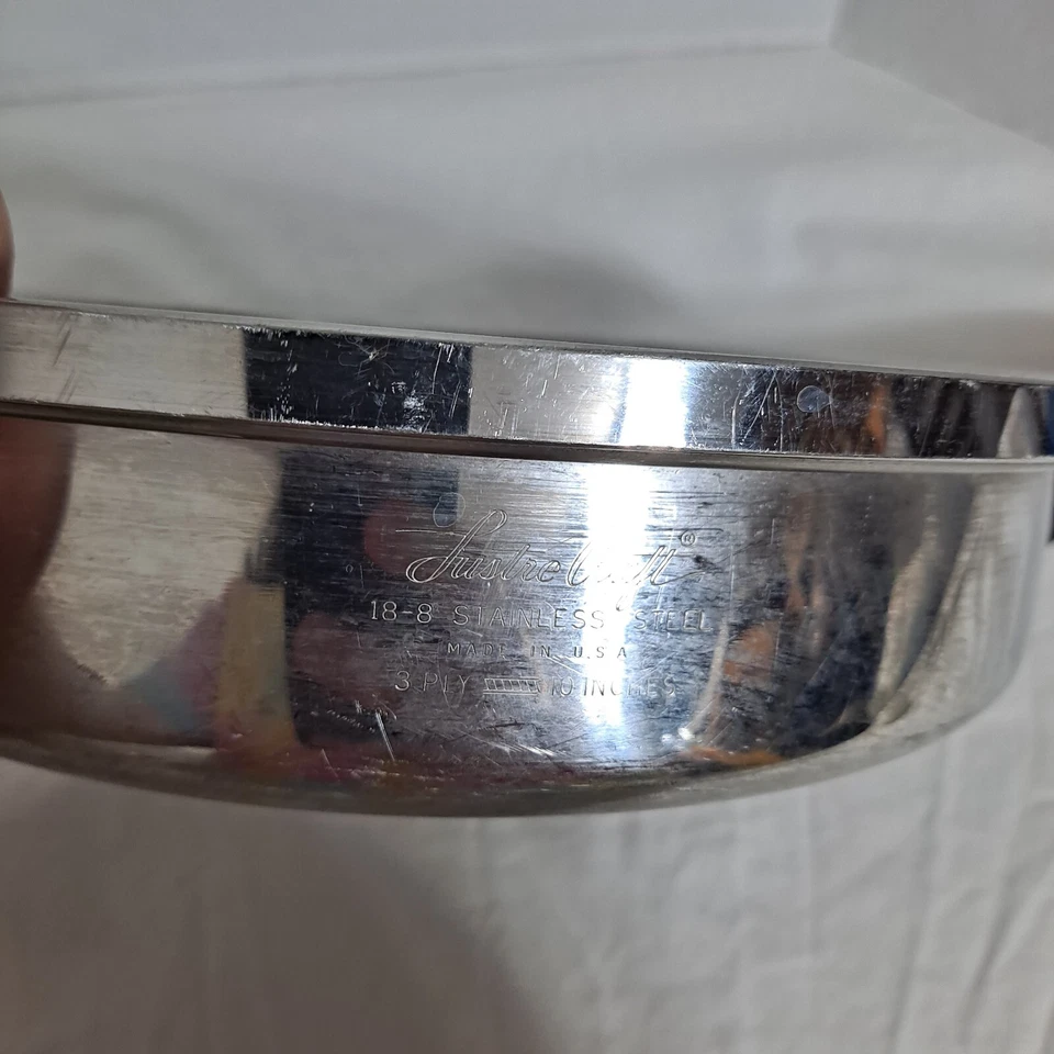 Винтажная сковорода Lustre Craft 10 дюймов сковорода 3 слоя сплав 18-8 горшок из нержавеющей стали - Изображение 4 из 4