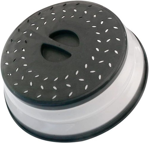 Collapsible Microwave Splatter Cover For Food With Silicone Mats, 10.5 black