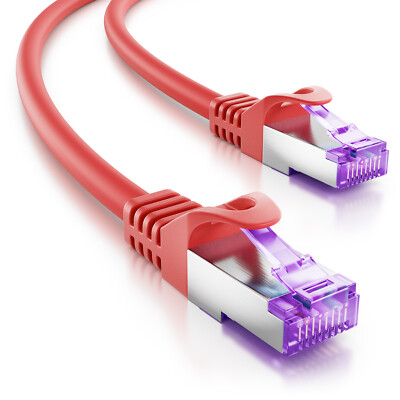 deleyCON 3m RJ45 Patchkabel mit CAT7 Rohkabel LAN DSL Netzwerkkabel S/FTP rot