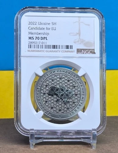 2022 UKRAINE 5H UAH GRANTING OF CANDIDATE FOR EU MEMBERSHIP - NGC MS70 DPL COIN