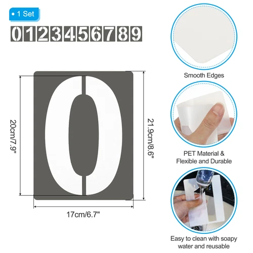 8 Inch Large Plastic Number Stencils, 10 Pcs, Wood, Home - Picture 3 of 7