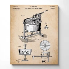 Laundry Room Artwork, Patent Washing Machine Canvas Print