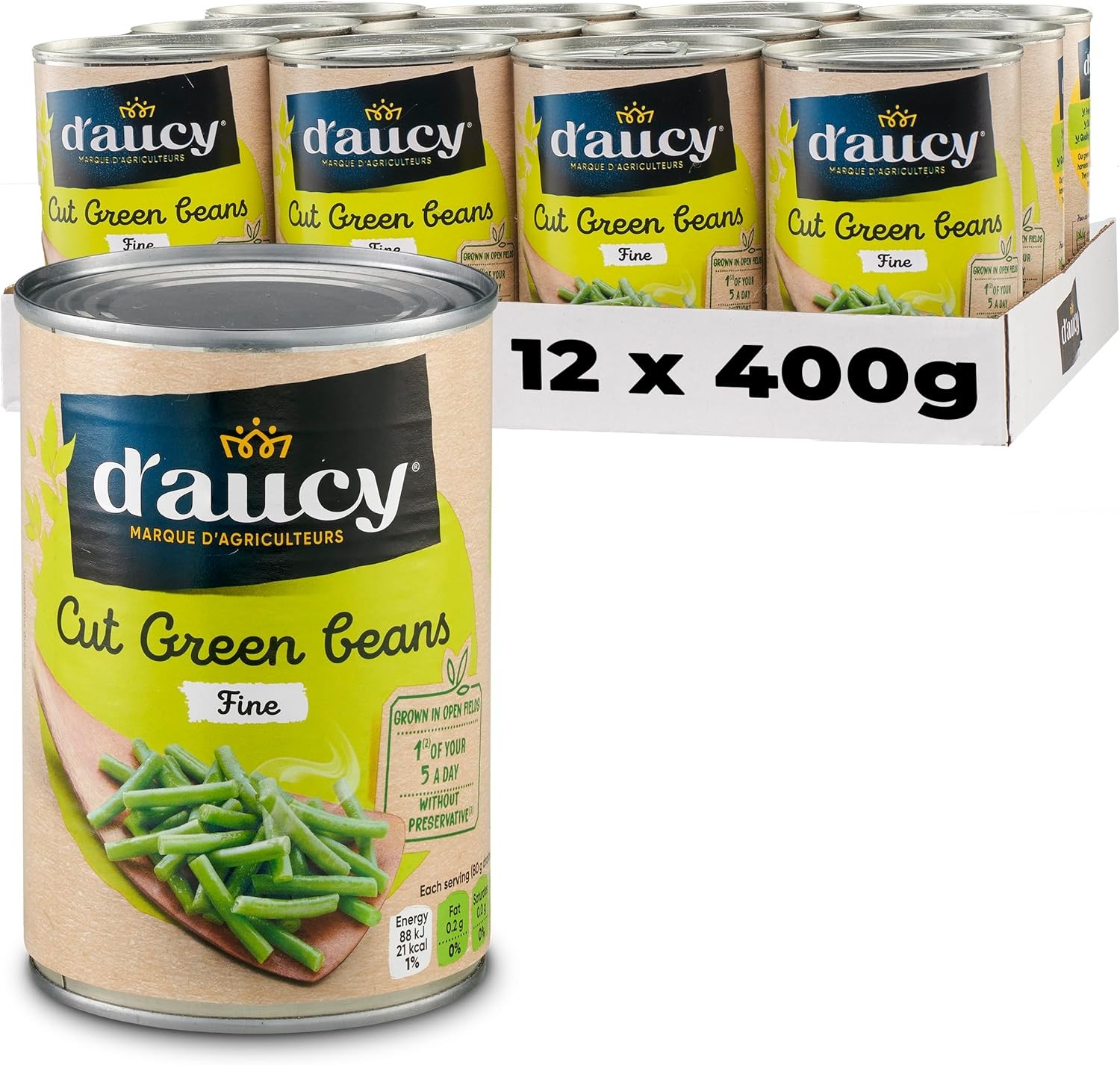 D'aucy Fine Cut Green Beans 400 g (Pack of 12)