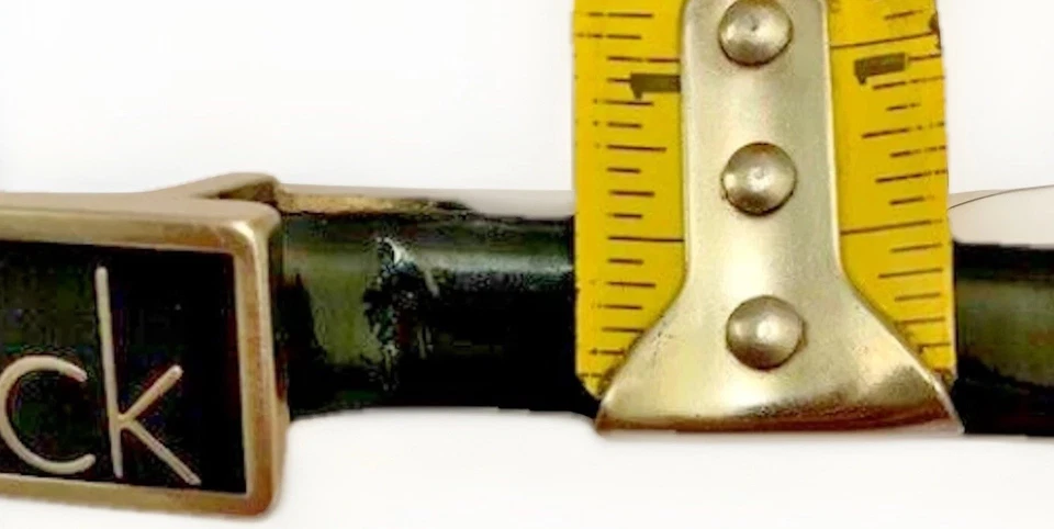 VTG MCM Belt Black Skinny Silver Buckle Prep Goth Retro Small 27-30 Calvin Klein - Image 2 of 4