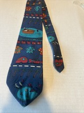 Rare Vintage Swank Novelty Tie Navy Blue Hand Tailored USA Men's Necktie