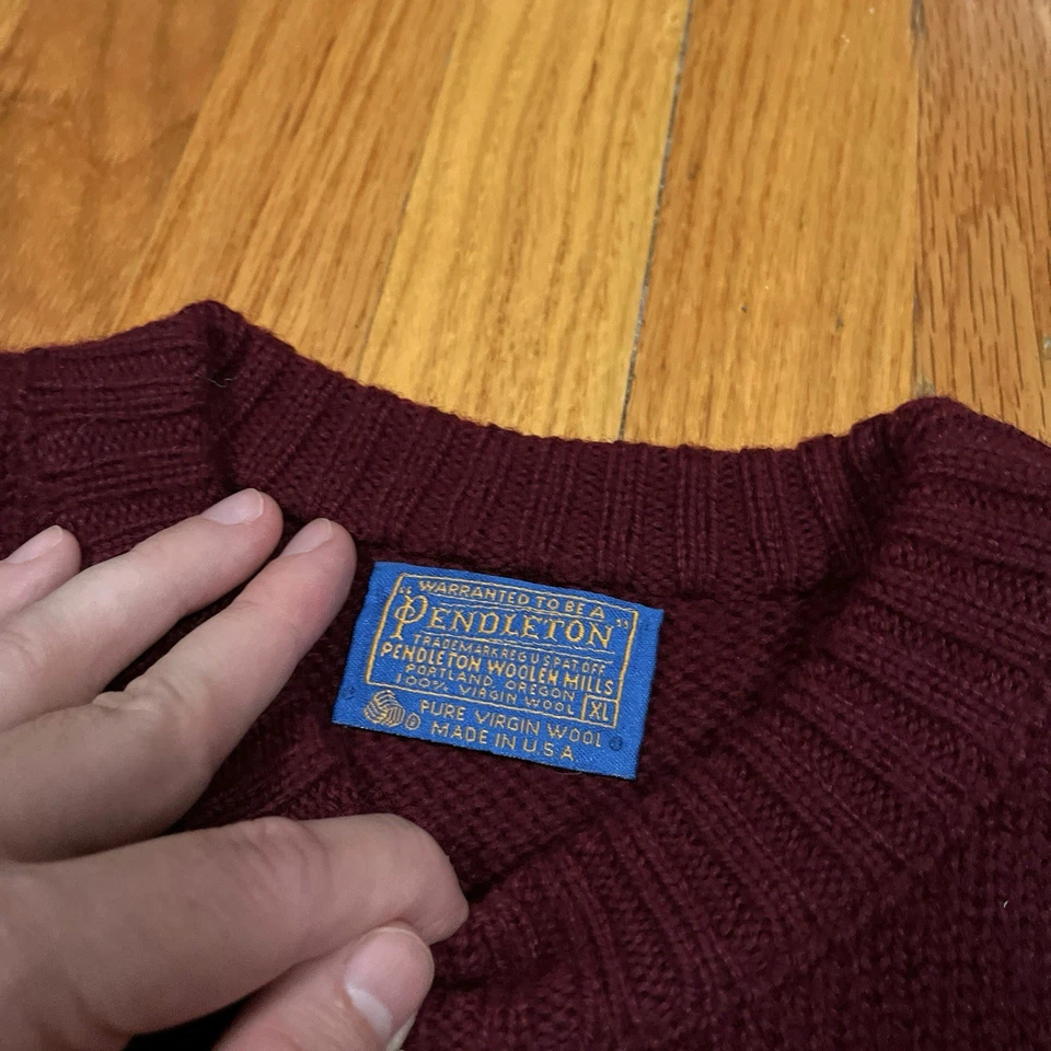 Vintage Pendleton Canadian Geese Embroidered Wool Sweater Maroon USA Made Sz XL - Image 3 of 4