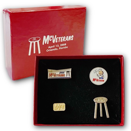 McDonald’s Pins McVeterans April 13, 2008 Orlando Florida Boxed Set Metal Lapel - Picture 1 of 12