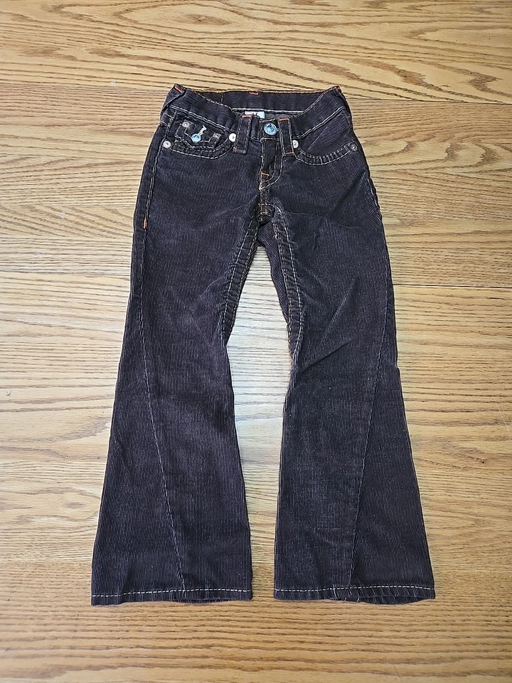 Pantalones acampanados True Religion Joey pana niñas talla 6 marrón campana parte inferior occidental Foto 2 de 4