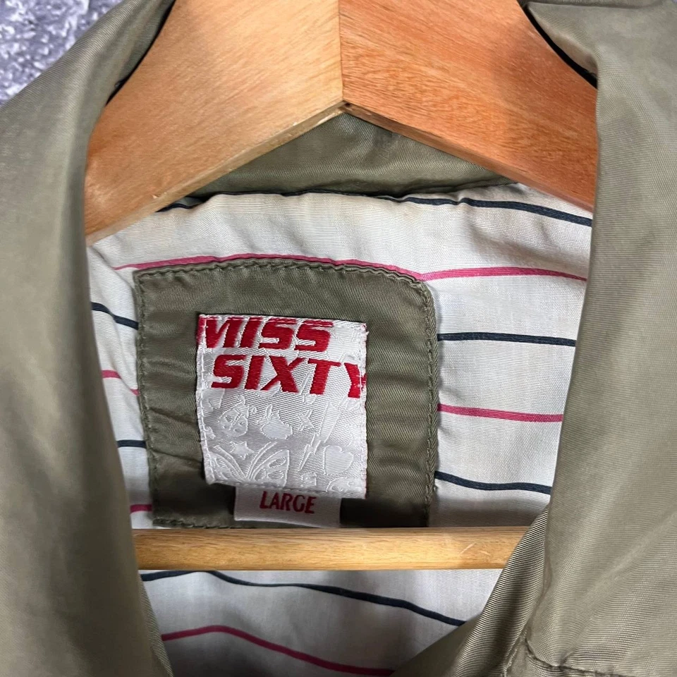 Miss Sixty Crop Trench Bomber Double Breasted Y2K Drip Green Size L - Image 3 of 4