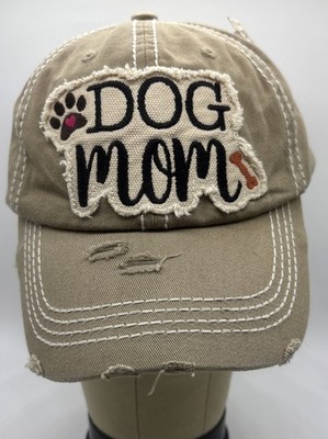 NWT Kbethos Women's Vintage Washed Distressed Dog Mom Baseball Cap Hat Tan NEW