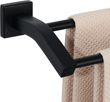 Double Bath Towel Bar, 24" Towel Racks for Bathroom, Matte Black