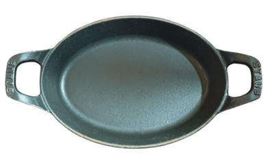 Vintage STAUB oval schwarz Gusseisen 21 cm Gratinschale Pfanne