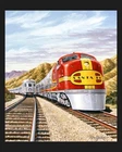Santa Fe Chief Locomotive Western Railroad Train 36x44" Fabric Panel