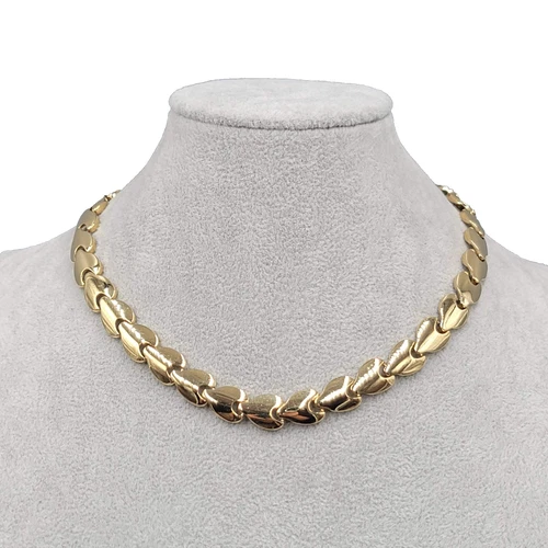 Vintage Gold Plated Panel Collar Necklace Estate Costume Jewelry 16 in
