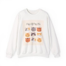 Cute Cat Crewneck Sweatshirt Unisex Made to Order Cozy Graphic Cat Lover
