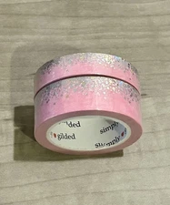 NEW Simply Gilded Pink w/ Silver Stardust washi tapes 10 & 15 mm rolls