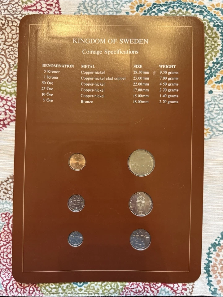 Franklin Mint Coin Sets of All Nations Kingdom of Sweden 6 Coins 1 Stamp 1983 - Image 2 of 2
