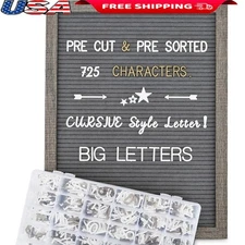 Pre-Cut Letter Board W/ 725 Letters Cursive Plastic Organizer Rustic Home Decor