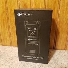 Etekcity Digital Multifunction Voice Recorder - Black Model No: VR-BK8 - New
