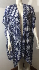 Michael Stars Ruana Scarf Shawl Sarong Cover up Blue White Ikat Lightweight