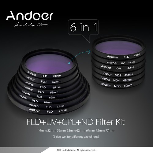 55mm UV+CPL+FLD+ND(2/4/8)Filter Kit Neutral Density Filter for Sony C2B6 - Picture 5 of 10