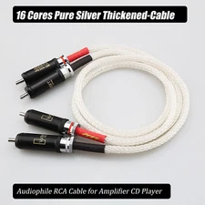 Pair 16 Cores Soft Pure Silver RCA Cable Hi-end Audio Interconnect Signal Wire