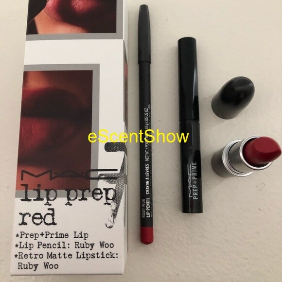 MAC LIP PREP RED PREP+PRIME LIP PENCIL RETRO MATTE LIPSTICK F/S RUBY WOO NIB 