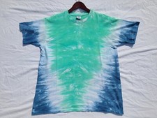 Vintage Anvil Single Stitch Blue Green White Mirror Tie Dye Made in USA T-Shirt