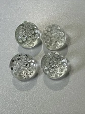 (4) Antique Clear Glass Tunnel Shank 3/4” Buttons Domed Dimpled Top X15