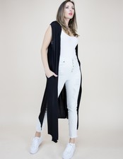 Sleeveless Solid Color Flowy Long Vest (one Size Fits Most)