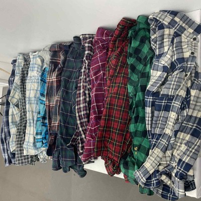 Mixed Used LOT 12 LS Flannel Cotton Shirts Variety of Brands 