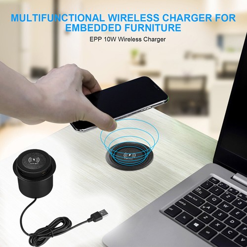 30W Wireless Charger Embedded Desktop Fast Wireless Charging Base Dual USB Port - Picture 6 of 15