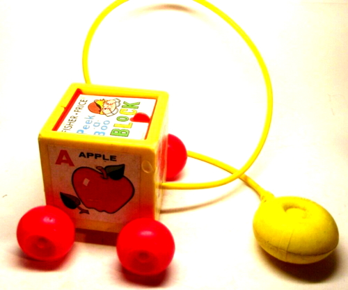 Vintage 1970 Fisher Price Peek A Boo Block Pull Toy - Picture 1 of 12