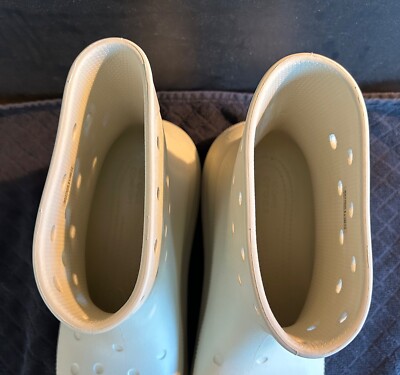 CROCS Crush Rain Boots UNISEX Mens 9/Womens 11 Platform Bone  display picture 2