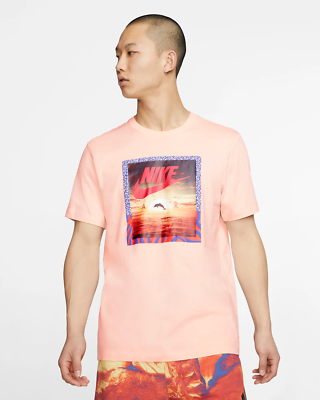 Men's Nike Sportswear Sunset Dolphin T Shirt M Coral Orange Pink