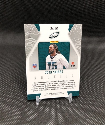 2018 Phoenix Josh Sweat /25 GREEN PRIZM COLOR MATCH SSP Rookie Card No. 175 ๐๐ - Picture 9 of 18