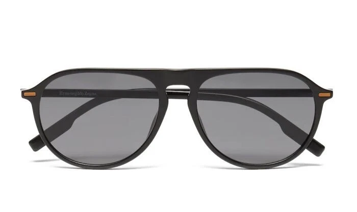 Ermenegildo Zegna EZ0202 01A Negro Aviador Plástico Gafas de sol Marco 57-16-145 Foto 2 de 2