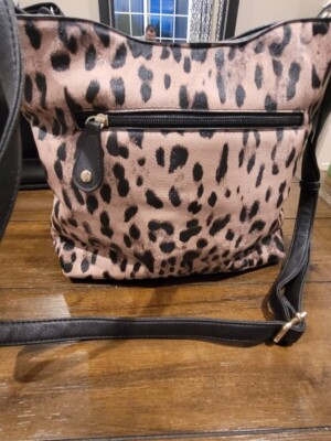 Marc New York Andrew Marc backpack purse, animal print, Andrew Marc New York Tan/Pink Leather Leopard Print Purse  main image 2