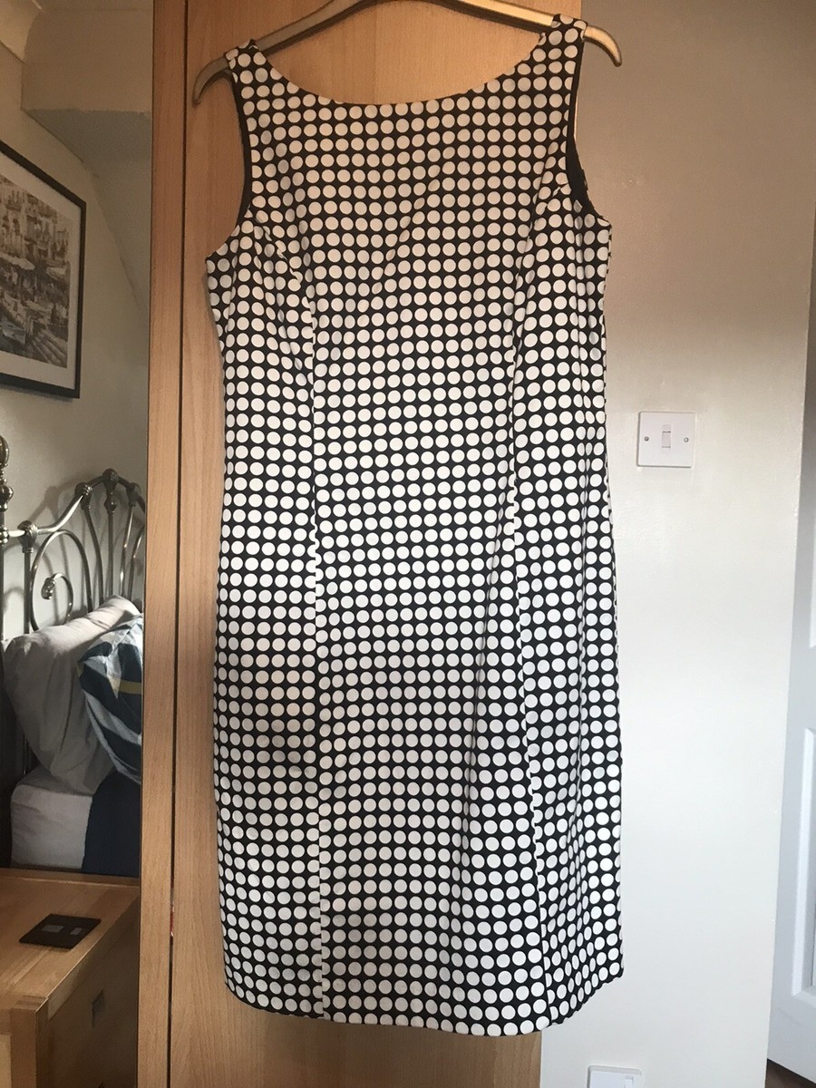 Ladies Black White Polka Dot Summer Dress Laura Ashley Size 10