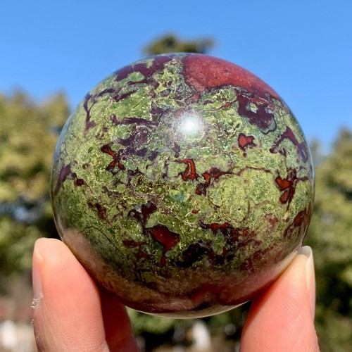 339G Natural dragon blood stone quartz sphere crystal ball reiki healing decor - Picture 3 of 24