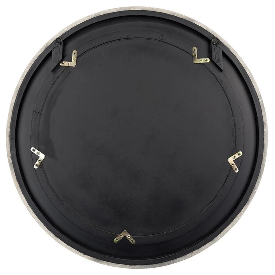 Espelho redondo de transição Maklaine couro sintético e vidro em marfim - Imagem 3 de 4