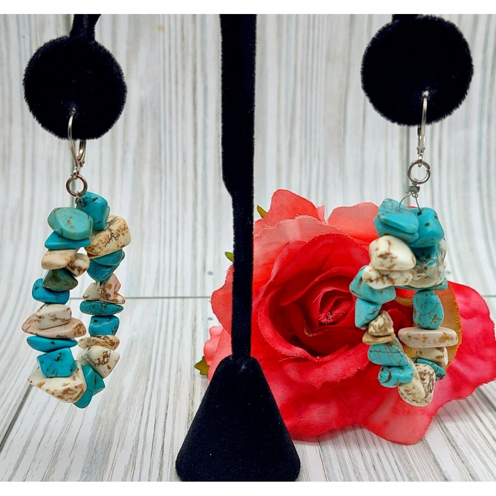 Stone Multi Strand Artisan Statement Necklace & H… - image 10