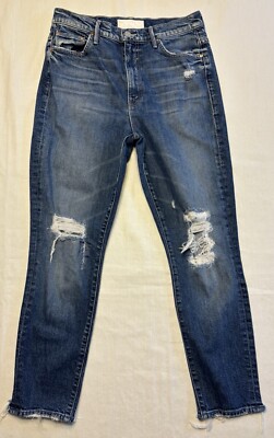 MOTHER SUPERIOR denim Jeans The Swooner Crop Size 29 Distressed
