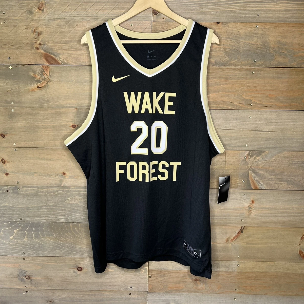 New Nike Wake Forest Demon Deacons 20 Black Basketball Jersey Men s Sz 2XL NWT