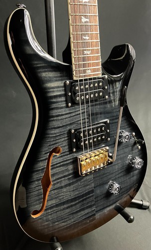 PRS SE Custom 24 Semi-Hollow Piezo Electric Guitar Charcoal Burst w/ Gig Bag - Picture 5 of 12
