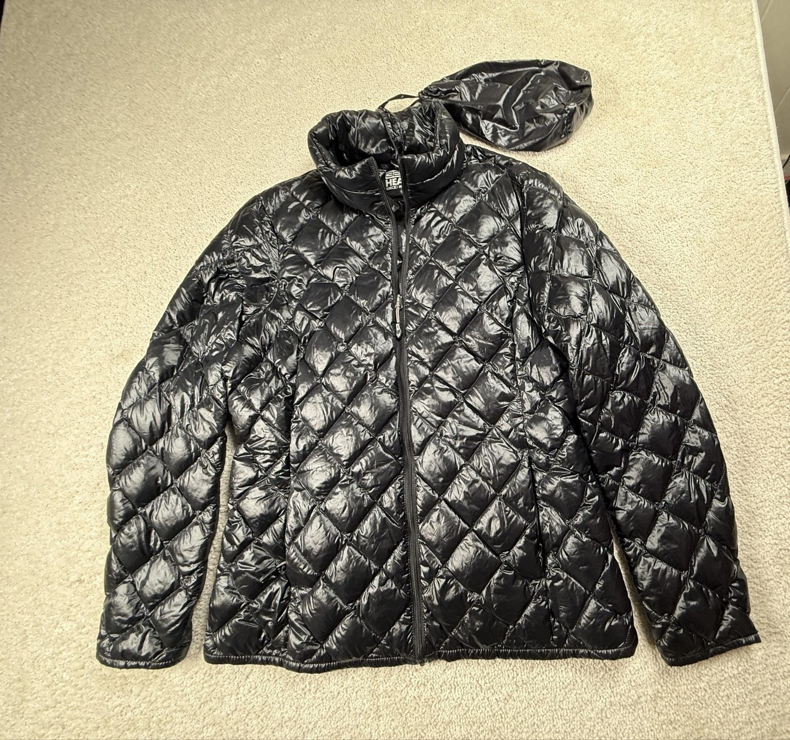 32 Degrees Heat Jacket Mens M Black Quilted Down Insulated Lined Zip Pockets