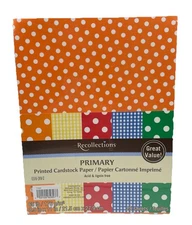 25 Sheets Printed Primary Cardstock Scrapbooking Card Making Paper 8.5x11