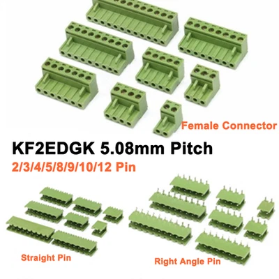 UBRANDED KF2EDGK 5.08mm Pitch 2/3/4/5/8/9/10/12 Pin PCB Terminal Block Screw Connector