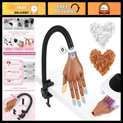 Flexible Magnetic Practice Hand for Acrylic Nails - Manicure Training Tool with